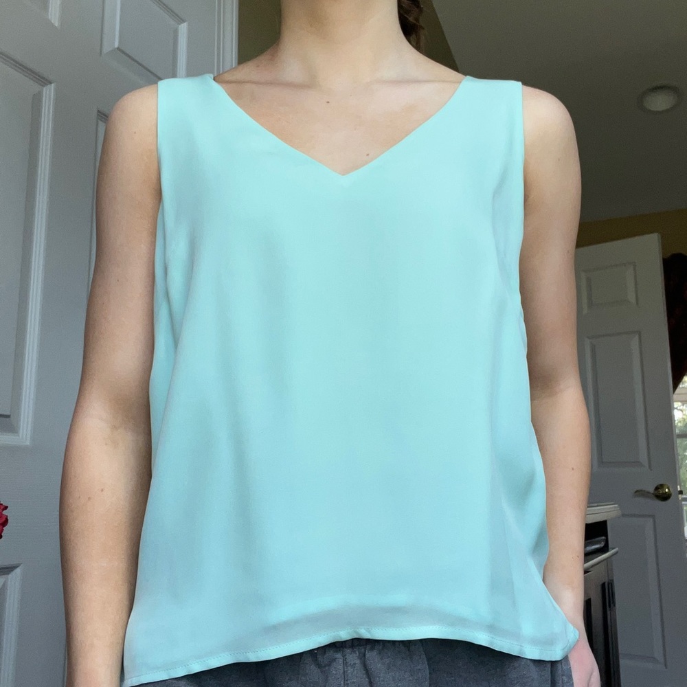 Blue V-Neck Tank